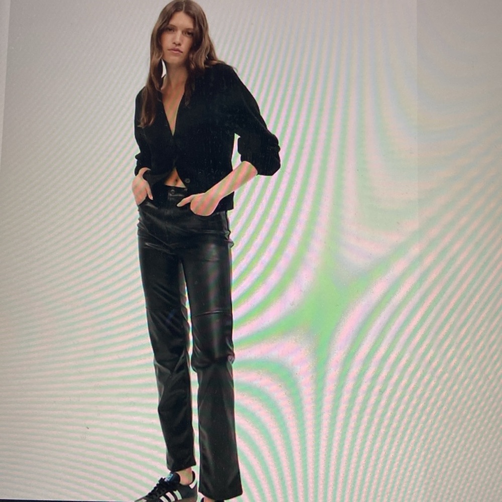 High Rise Vegan Leather Cheeky Straight Pants